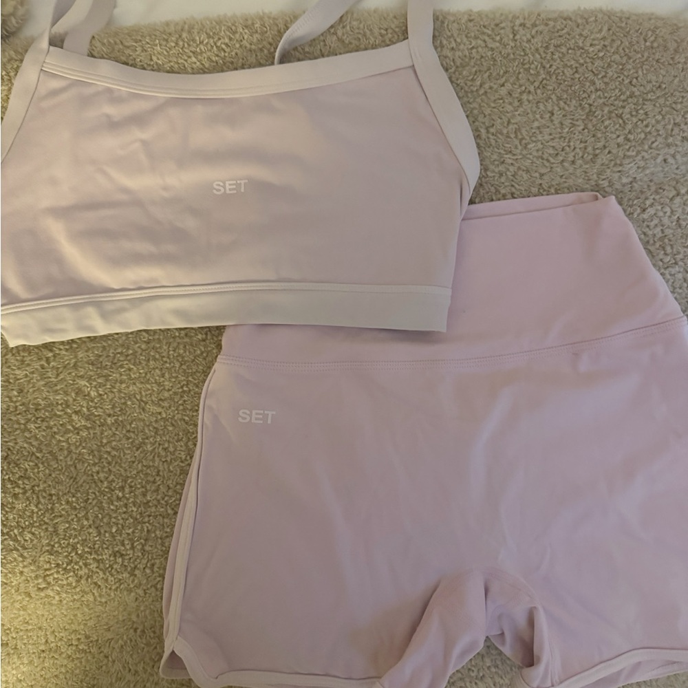 SET Active Light Pink Sports Bra and Shorts